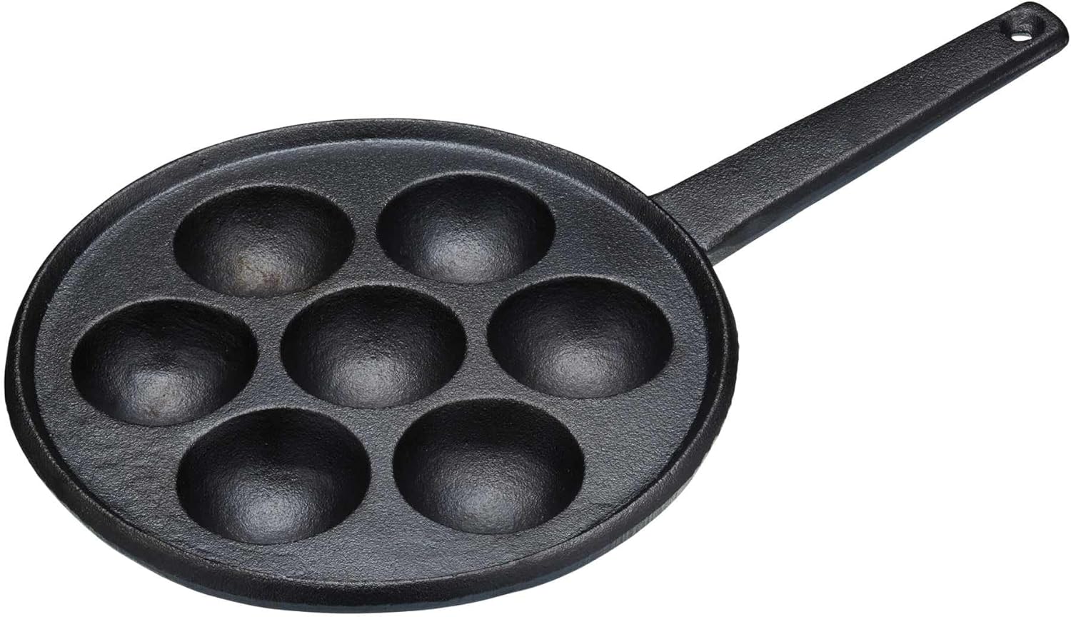Induction-Safe Cast Iron Æbleskiver Danish Pancake Pan / Kuzhi Paniyaram Maker, 20.5 cm (8")