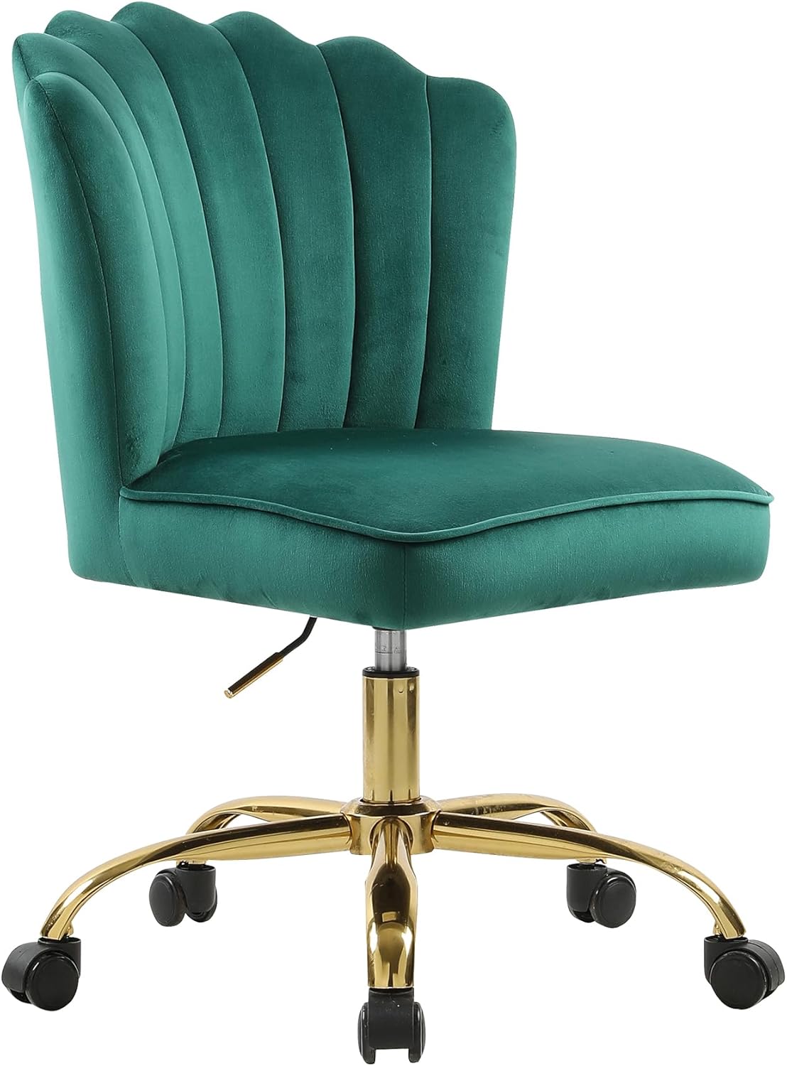 Chaise de Bureau en Velours, Chaise Coiffeuse Coquillage, Pivotante à 360°, Hauteur Réglable, Pour Salon, Chambre à Coucher, Étude de Vanité, Charge Maximale 135 kg, Pour Filles et Femmes - Vert