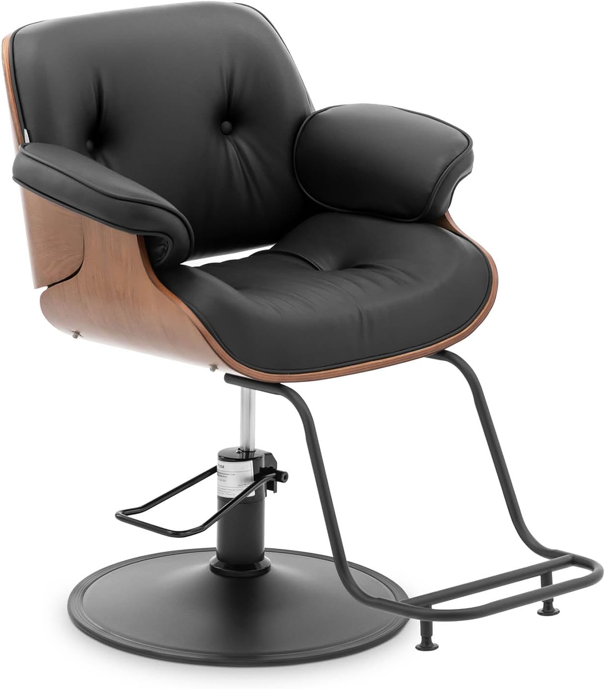 Physa Filey Black Fauteuil de Coiffeur pivotant à 360° avec Repose-Pieds Hauteur réglable 470-570 mm 200 kg Noir