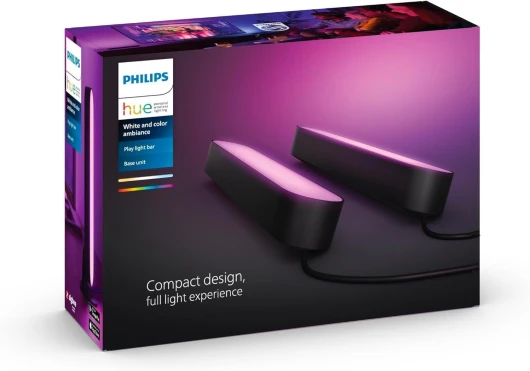 Play White and Color Ambiance Barre lumineuse connectée Pack de 2, unité de base, Éclairage d’ambiance pour TV et gaming (Compatible avec Alexa, Google Assistant et Apple HomeKit), Noir Pack de 2 Noir