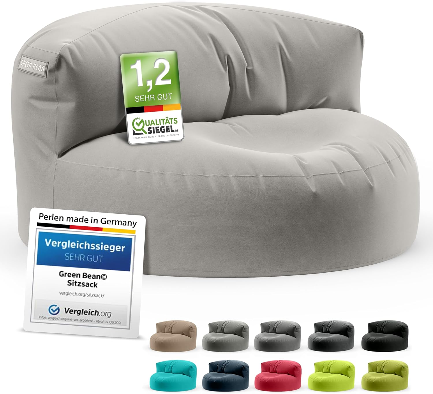 © Canapé-Sac avec matériau de Remplissage - Lounge en Design de Pouf 90 x 50 cm avec Dossier Ergonomique & Housse Lavable - Convient pour l'intérieur et l'extérieur en Gris Clair Canapé - 90x50cm Canapé - Gris Clair