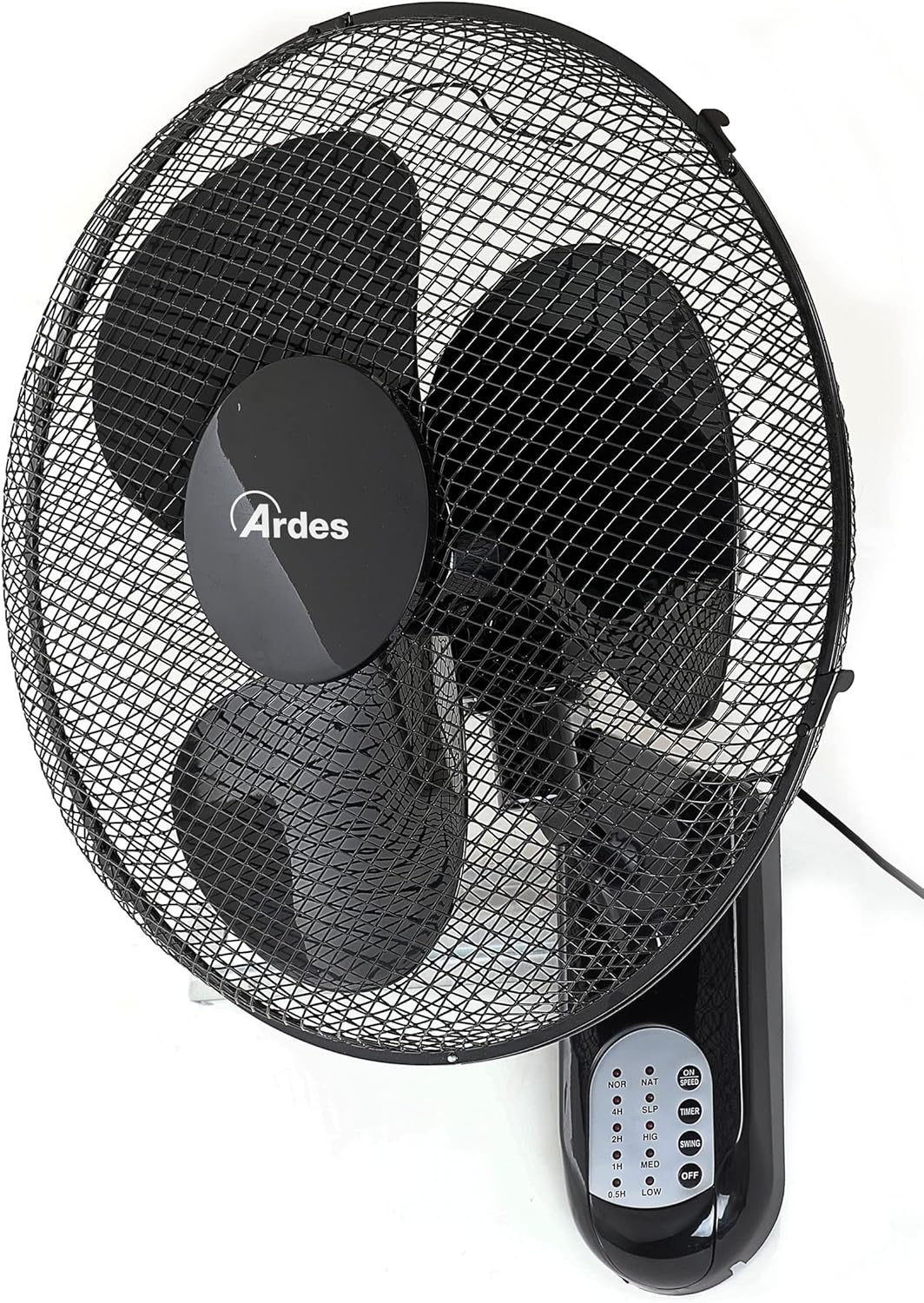 Ardes - AR5W40R Ventilateur mural avec 3 pales rotatives de 40 cm Télécommande Oscillation automatique Minuterie réglable et 3 vitesses avec design élégant Ventilateur mural noir Unique