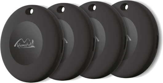 Life Tag Traceur GPS (4-Pack), Balise Bluetooth Compatible Android/Google Localiser Mon Appareil, Étanche IP67, Batterie Longue Durée, Signal Sonore, Mode Perdu, Compact et Sécurisé Noir - 4 Pack