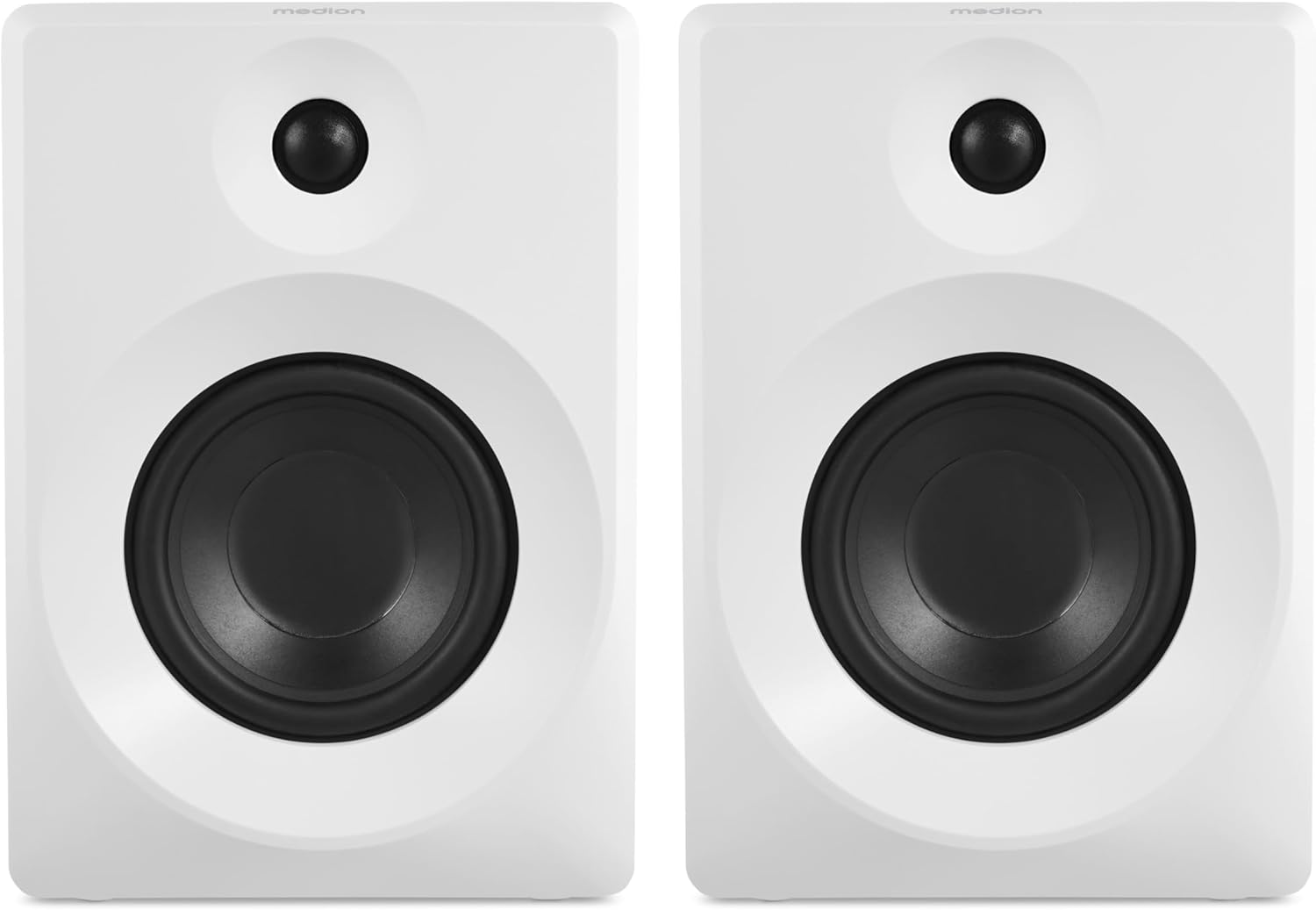 P61925 Enceintes d'étagère (Actives et passives, boîtier en Bois, système à 2 Voies, Bluetooth5.0, Tweeter et subwoofer intégrés, Bouton Rotatif, entrée Optique SPDIF, Line in RCA, 2X 50 Watts