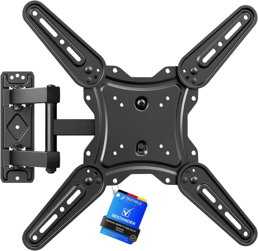 Support Mural TV 26-65 Pouces - Fixation Murale TV Peut Contenir Jusqu'à 35KG, Accroche Television Mural Orientable (± 90°), Incline (+ 6°, -12°) et Étend, Support Vesa pour TV Plat/Incurvé