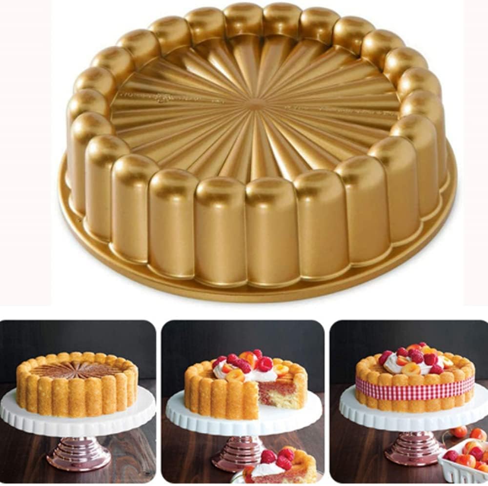 Tiamu Moule a Charlotte 24 x 7cm Moule a Gateau Brioches, Moules à Pâtisserie Antiadhésif, Cake Baking Pan, Moule à Gâteau Cannelé pour Cheesecake Tartes Flan, Mariage, Noël, Thanksgiving
