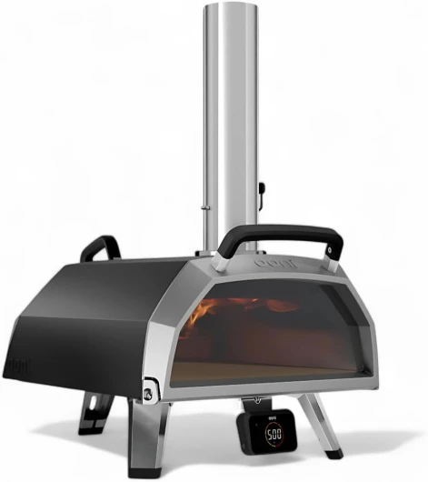 Karu 2 Pro Four à pizza multi-combustible d’extérieur – Bois/charbon/extension gaz possible - Pierre à pizza 43 cm et thermomètre intégrés - Pizzas cuites en 60 secondes Chrono - Barbecue
