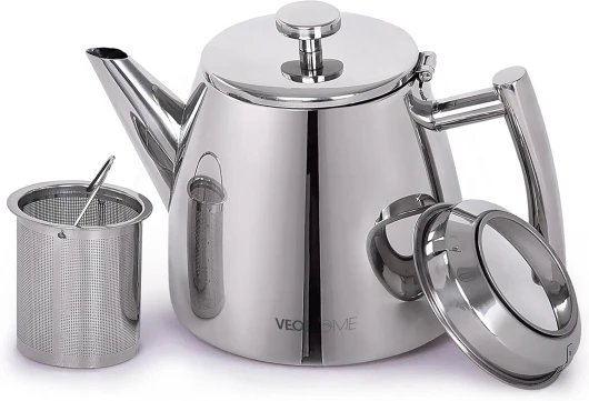 Theière inox avec infuseur 500 mL - Garde la chaleur grâce à sa double paroi 0,5 Litre
