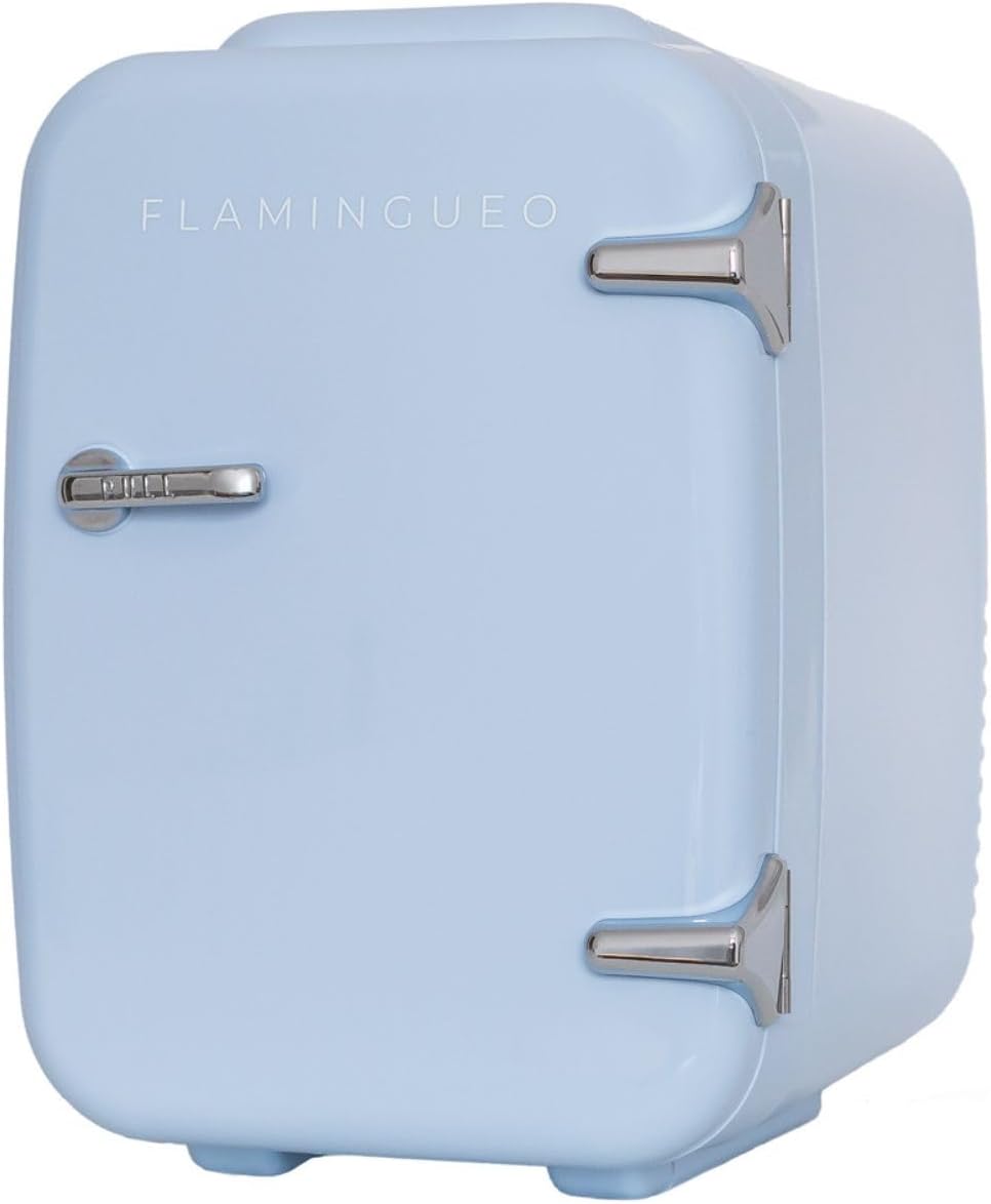 Mini Frigo - Petit Refrigerateur 4L, 12V/220V, Fonction Chaud et Froid, Mini Frigo de Chambre 4 Litres Bleu