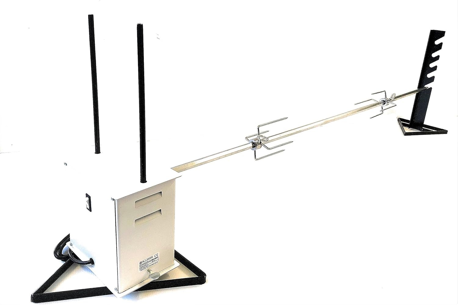 Rôtissoire Professionnelle Électrique portée max 40 kg Broche Acier Inoxydable section hexagonale Longueur cm 120 avec 2 fourchettes pour bloquer la viande