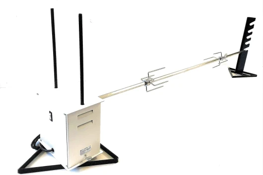 Rôtissoire Professionnelle Électrique portée max 40 kg Broche Acier Inoxydable section hexagonale Longueur cm 120 avec 2 fourchettes pour bloquer la viande