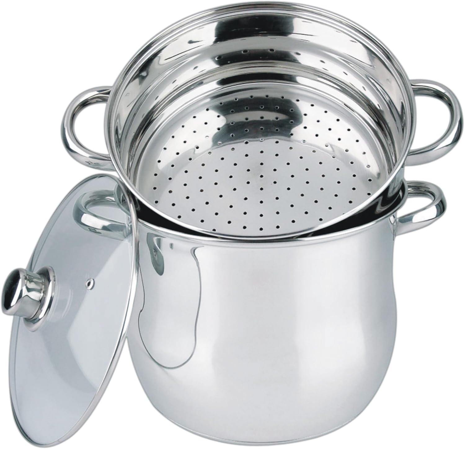 Haussmann Héritage® - Couscoussier/Cuit Vapeur/Faitout 3 en 1 Qualité Acier Inoxydable (12Litre/Diamètre:24cm)-tous feux dont induction-HM-0827-12L