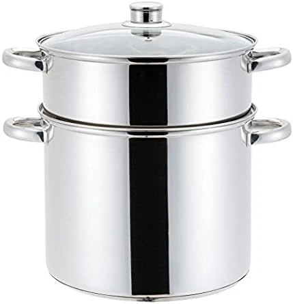 Haussmann Héritage® Couscoussier/Cuit Vapeur/Faitout 3 en 1- INOX－Tous Feux Dont Induction－HM-0850(8Litre/22cm) 8Litre/22X19X9.5CM