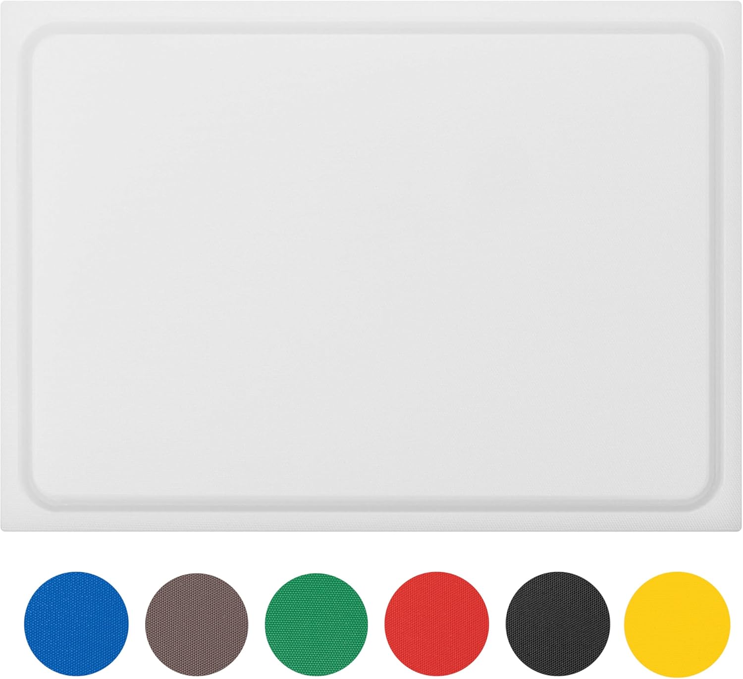 MUVELL Planche à découper en plastique PE-HD Blanc, 35x25x2 cm, passe au lave-vaisselle, extra épaisse, n'abîme pas les couteaux bac à jus 35L x 25l cm Blanc