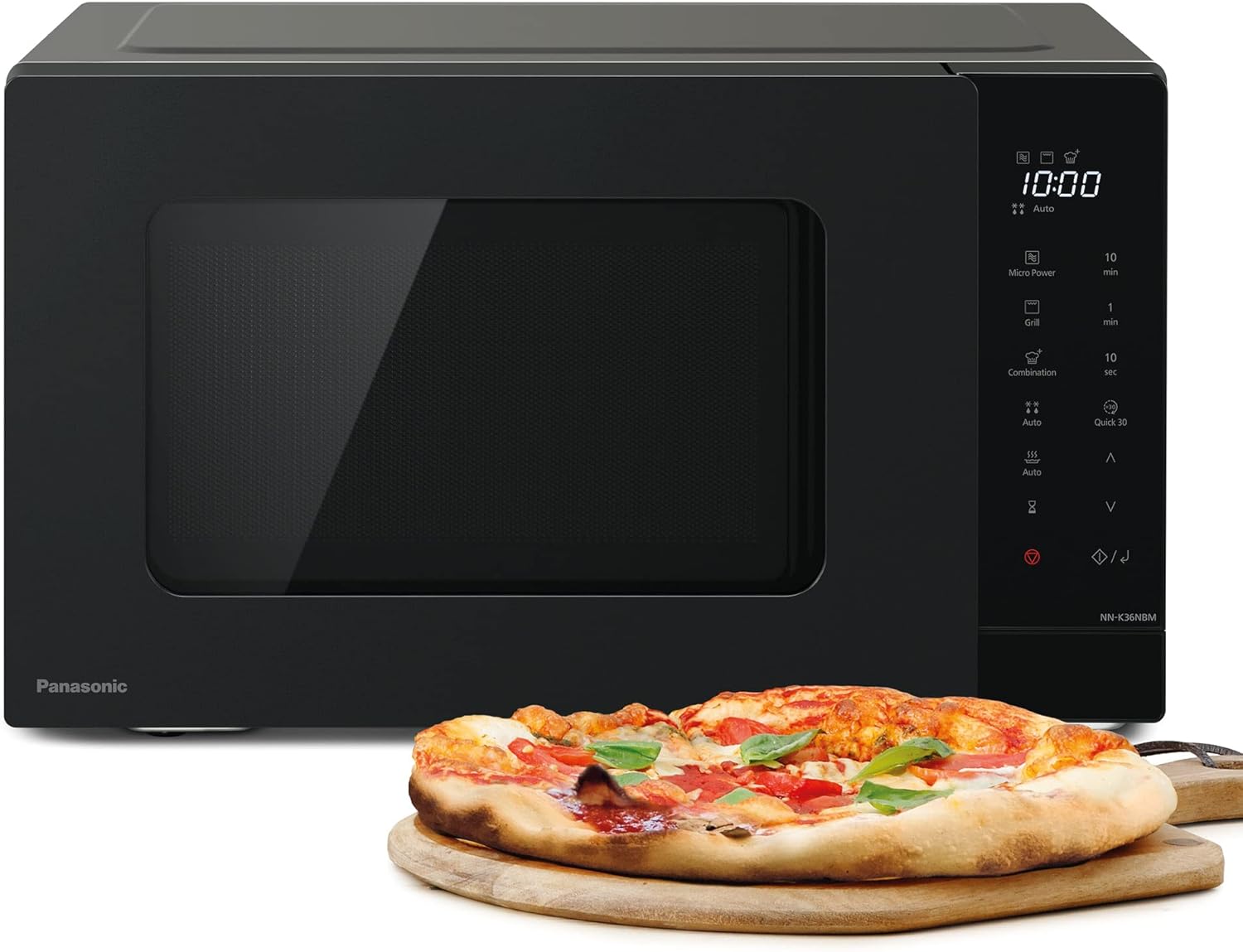 NN-K36NBMEPG, Four à Micro-Ondes gril, 24 Litres, Puissance 900W, 8 Programmes Automatiques, Cuisson combinée, Fonction Quick 30, Noir