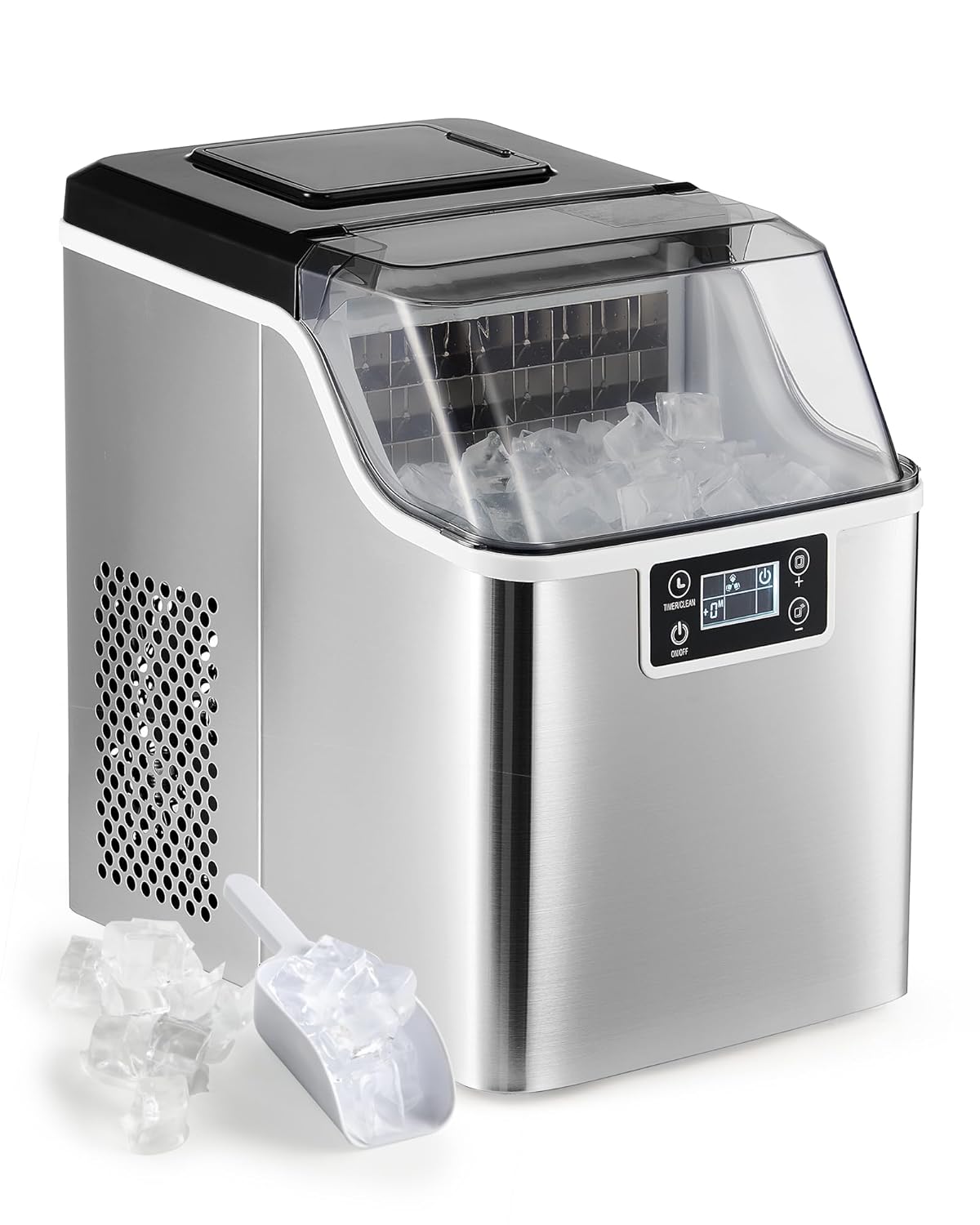 CO-Z Machine à Glaçons 22kg en 24H, 24 Glaçons en 11-20 Minutes, Ice Maker 160W Réservoir d’Eau 3,2L Fonction Auto-Nettoyage, avec Pelle et Panier à Glaçons, Portable pour Maison Bureau Bar Restaurant 24pcs