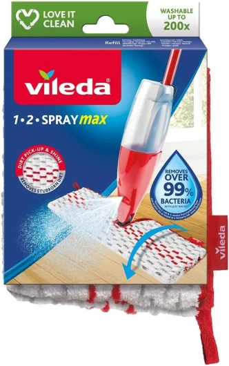 Recharge 12 Spray Max, Paquet de 1, 100% microfibre, Recharge officielle compatible avec le balai 1-2 Spray Max de Vileda Unique