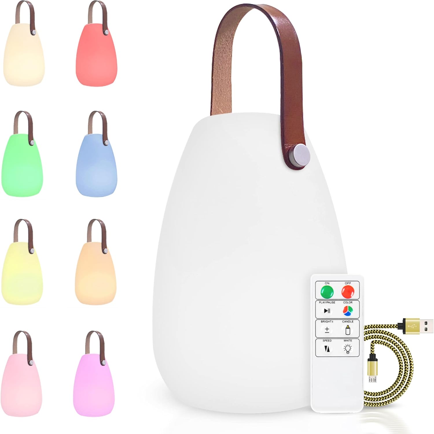 IROO Lampe de table LED extérieur avec Télécommande Blanc chaud 8 couleurs Intensité variable Lampe de Table sans fil étanche Décoration idéale pour votre maison et jardin (ronde) Round (14*14*20cm)