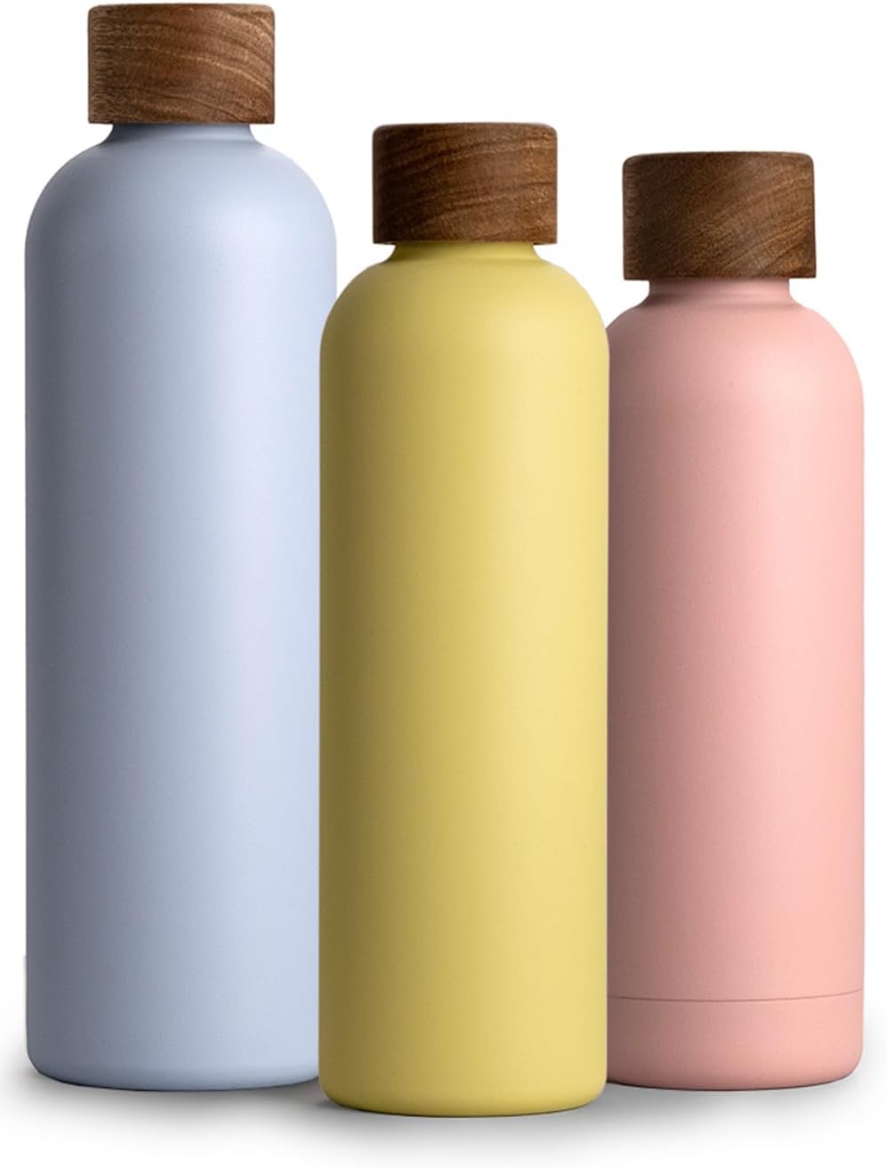 T&N Bouteille Isotherme d’Eau 750ml en Acier Inoxydable avec Bouchon en Bois d'acacia, Gourde INOX 0,75l, Conserve Le Froid à 29h, la Chaleur 14h, étanche pour Boissons gazeuses 750 ml Lemon Squeeze Yellow