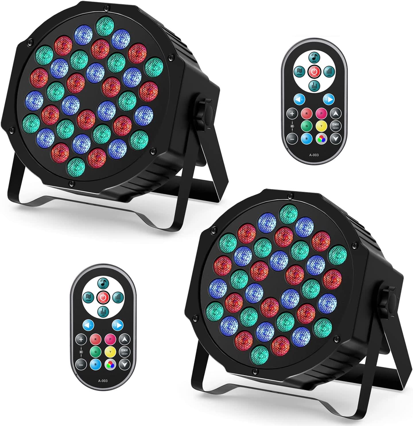 HOLDLAMP 2PCS Lampe de Scène Par LED,​ RGB 36 LED Eclairage Scene avec Télécommande et DMX 7CH, 7 Modes de Lumière Par pourJardin Fête Balcon Bars DJ Concerts Halloween Noël