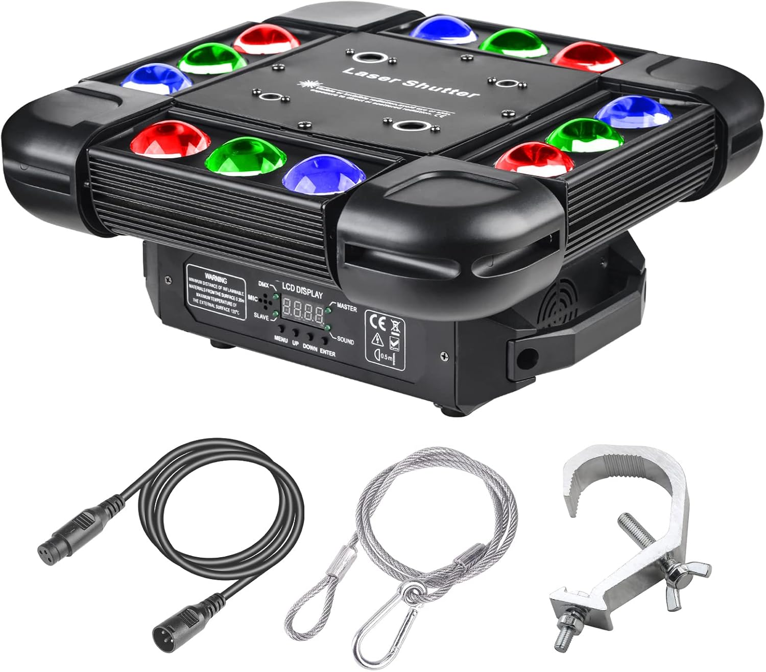 12Led RGBW 4-en-1 Lyre Led Moving Head Beam Lumière DJ, Luminaires à Tête Rotative Dmx512 Discothèque Spot Projecteur Auto/Activée Son éclairage Disco Lumière pour Bar Club Mariage Noël Fête Halloween 12x10w Rgbw 4in1