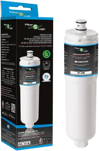 Filterlogic FFL-111B - 1x Filtre à eau interne du frigo compatible avec 3M CS-52 pour Bosch, Siemens, Neff, Gaggenau réfrigérateur américain avec cartouche filtrante 5553629 00576336 00640565 CS-452