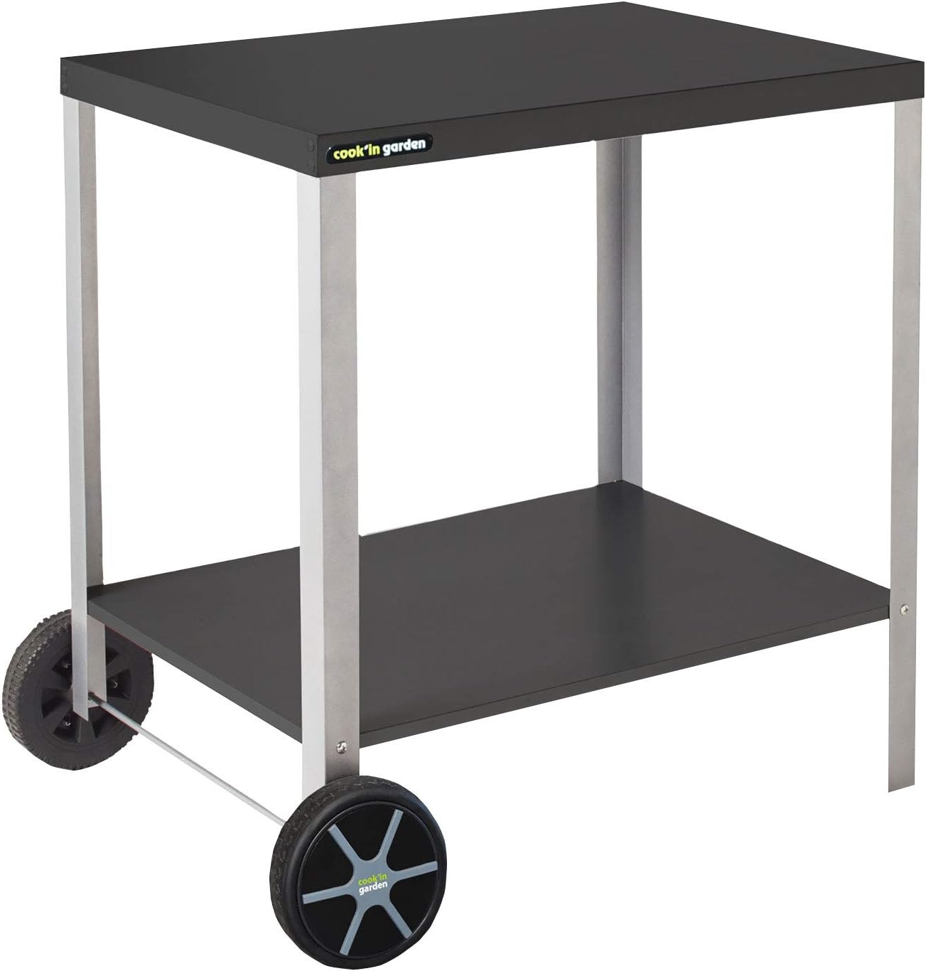 Cook'in garden - Desserte Media S Chariot avec Plan de Travail - Meuble sur Roulettes - Cuisine Extérieure - Support Idéal pour Plancha ou Barbecue - Facile à Déplacer