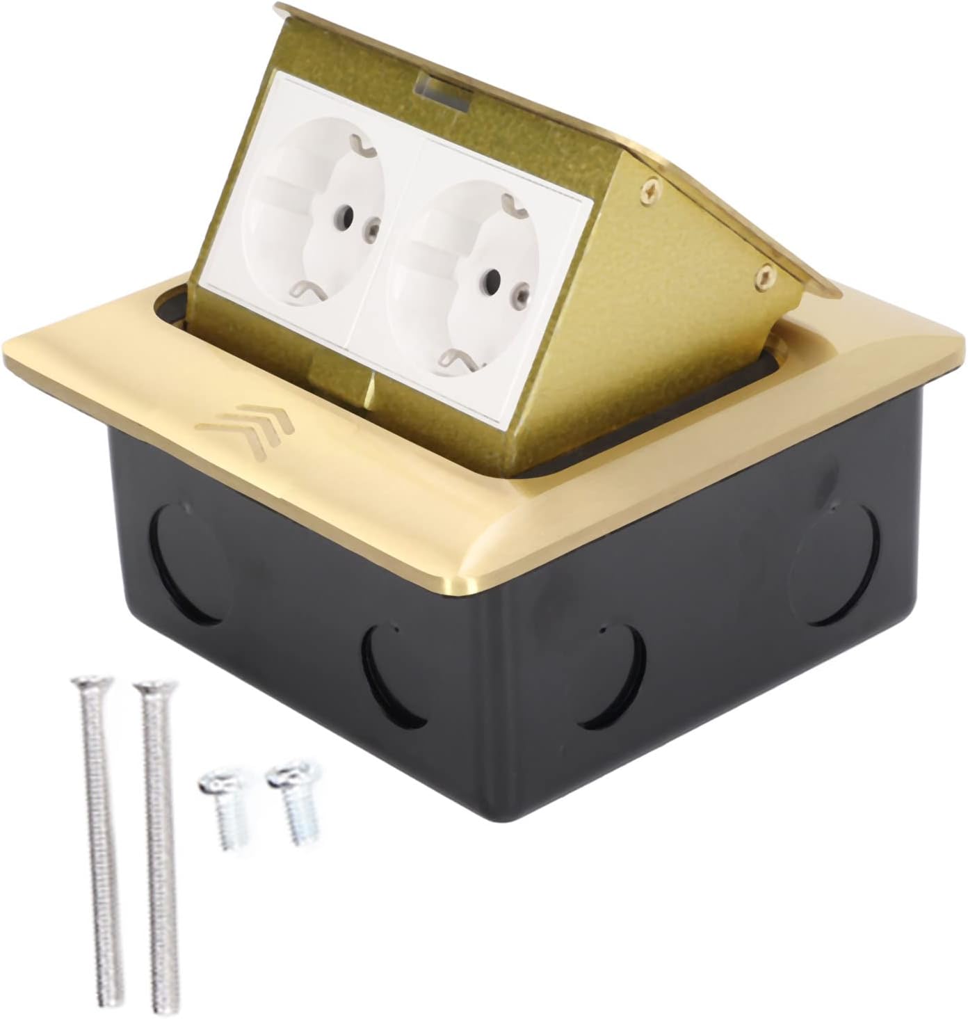 Prise de Courant électrique Intégrée au Sol 2 Positions Prise de Bureau en Laiton Doré 16A AC250V