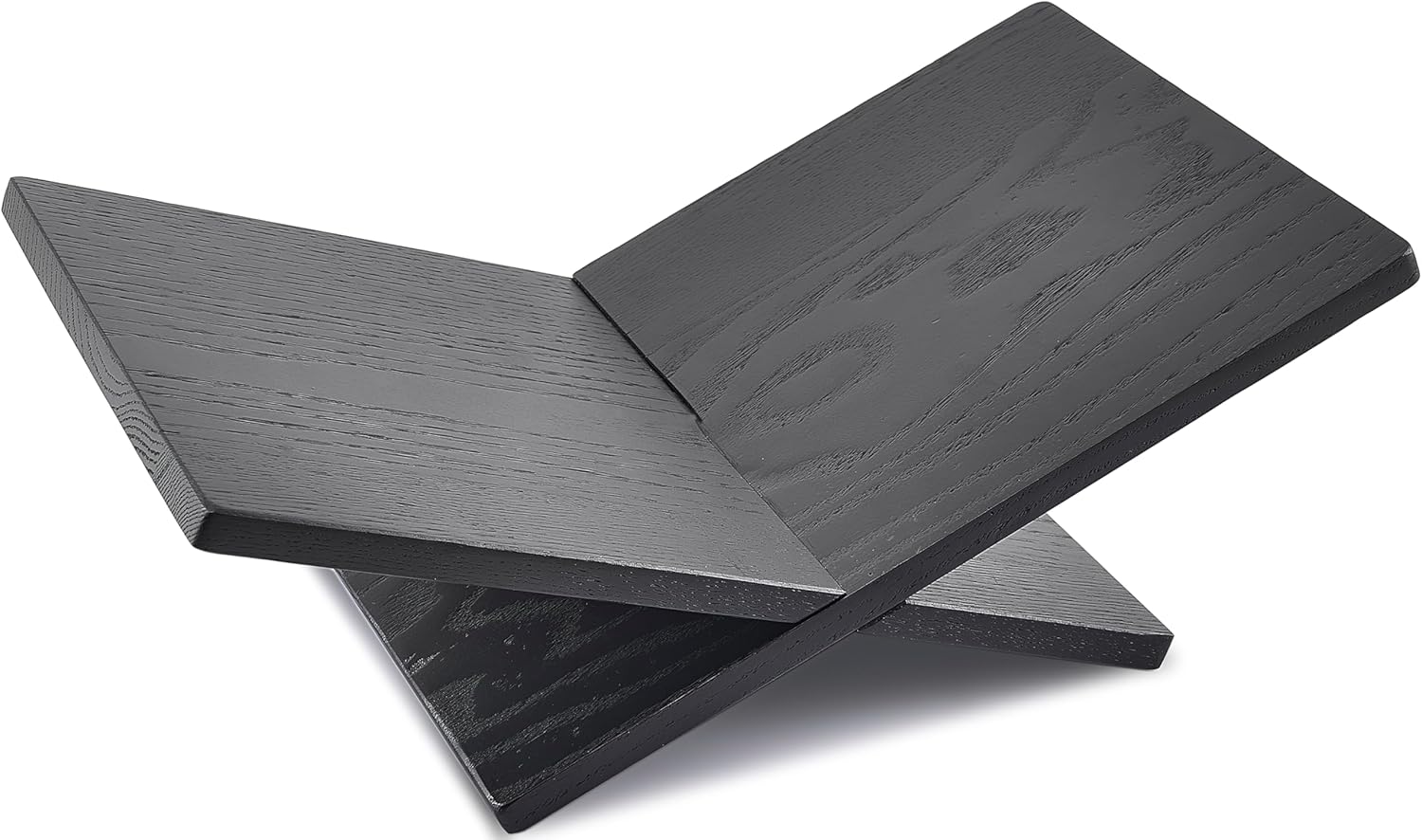 Honygebia Porte Livre Bois Massif - Support Livres en Bois de Chêne Noir à Cadre Croisé, Support Livre Ouvert pour l'Affichage et la Lecture, adapté à l'Artà, Bible, Cuisine, Chevalet, Magazine Noir Chêne Massif