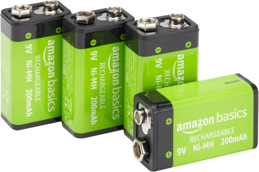 Lot de 4 piles rechargeables 9 V NiMH, 200 mAh, rechargeables jusqu'à 1 000 fois, préchargées Piles 9 V