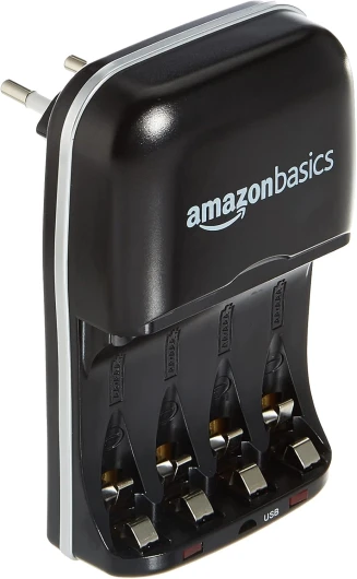 Chargeur de Piles Ni-MH AA et AAA avec Port USB, Noir Chargeur avec sortie USB Chargeur seul