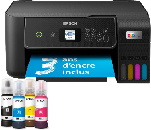 EcoTank Imprimante sans Fil ET-2870 - Réservoirs d'encre Haute capacité - Économisez jusqu'à 90% sur Les coûts d'encre - Impression Mobile, Copie, numérisation - 3 Ans d'encre Inclus