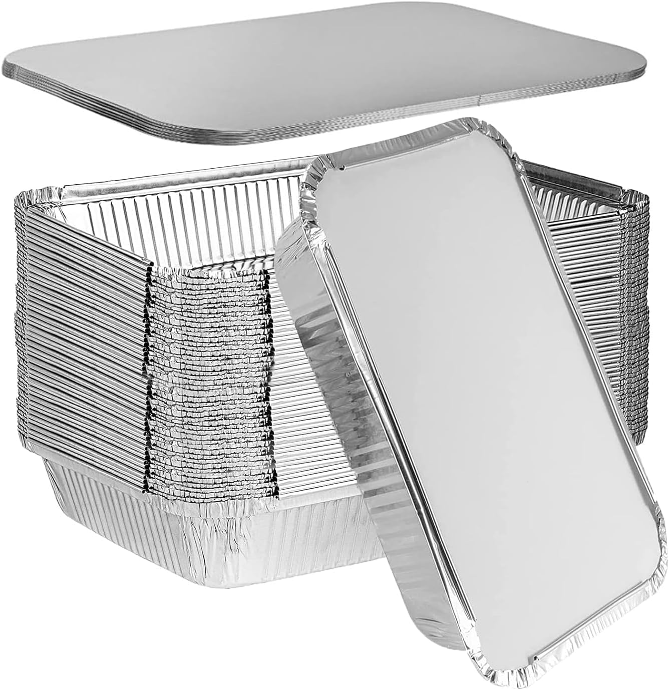 20 Grands Barquettes Jetables Aluminium avec Couvercle 2200ml Barquette aluminium avec couvercle pour Congélation,Barbecue,Cuisson au four Barquettes Barbecue Plateaux