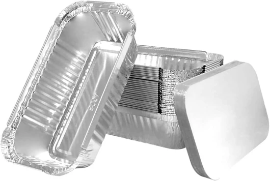 Miamex - 25 Barquettes en Aluminium Jetables avec Couvercle pour Transport de Nourriture - Congélation - Barbecue - Cuisson au four (650 ml) 650ml Gris