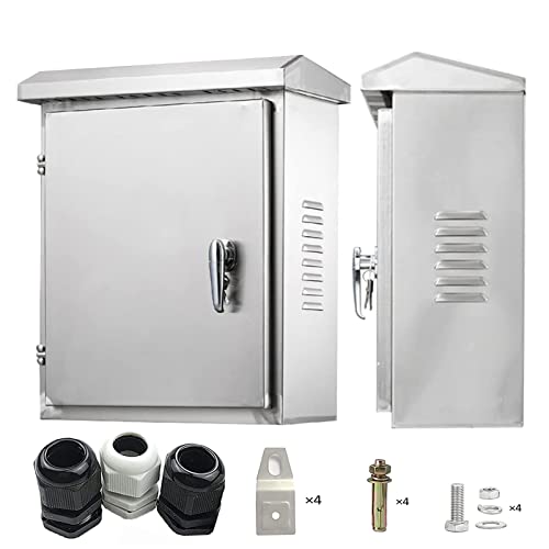 CHENGPI Coffret Electrique Etanche Exterieur,Boite Etanche Electrique Exterieur avec Serrure,Armoire en Acier Inoxydable avec Panneau Isolant - Applicable à Intérieures et Extérieures-300x250x140mm 300×250×140MM Acier Inoxydable 201