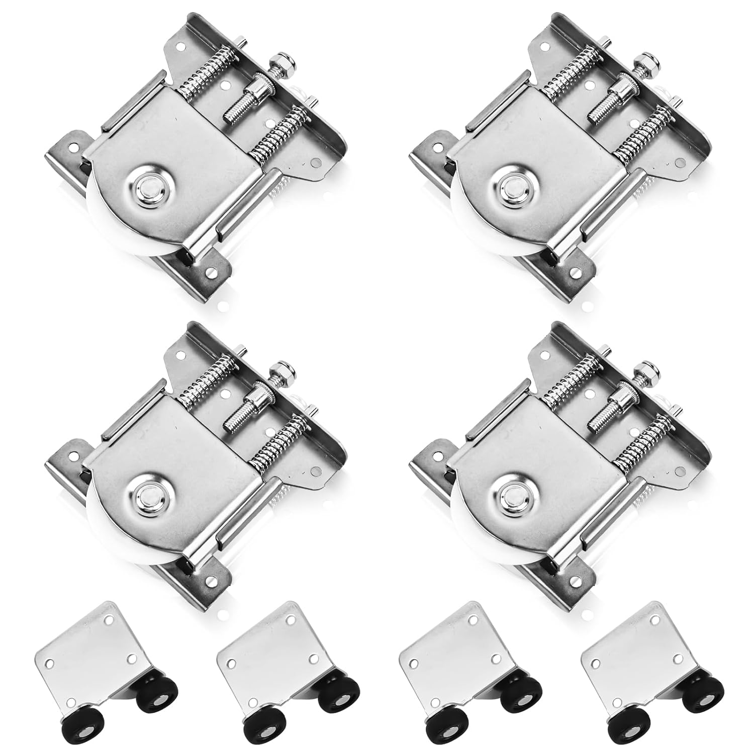 4 Pièces Roulette Porte Coulissante Placard, Kit Porte Coulissante Pour Armoires Placard, Blanc Galvanisé Anticorrosion- Pour Portes Coulissantes, Armoires, Vitrines