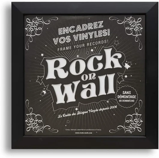 Rock On Wall - Cadre pour Disque Vinyle - Ouverture/Fermeture Facile - Noir - Encoche de suspension intégrée - Fabriqué en France Noir Unique