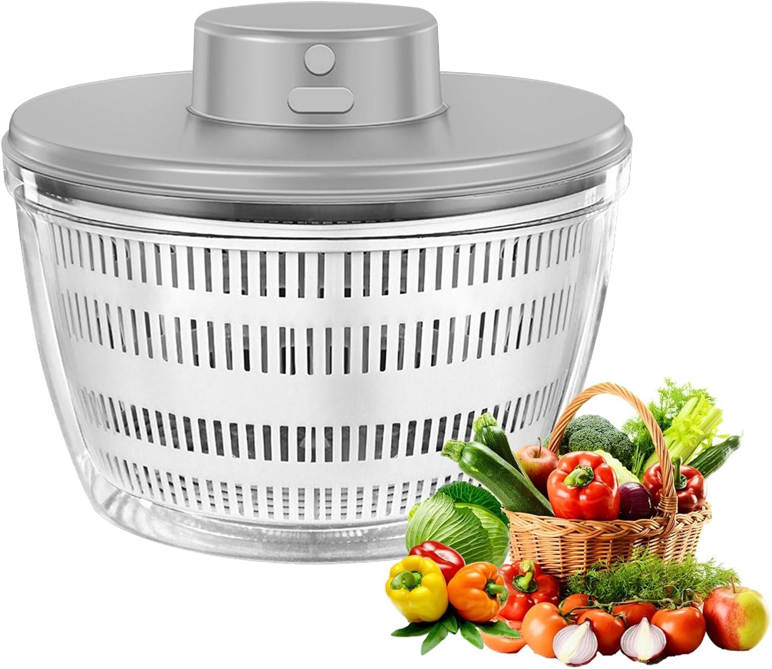 Alayphnic Essoreuse à Salade électrique, 4000 ML Grande Capacité Essoreuse à Salade Automatique, Déshydrateur pour Fruits et légumes avec Couvercle, séchage Rapide, Rechargeable par USB mixeur Salade