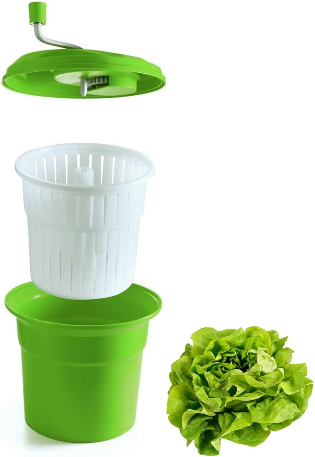 Essoreuse à Salade 25L Professionnelle - Essorage Manuel Efficace - Plastique Résistant - Vert - Dimensions 42 x 52 cm