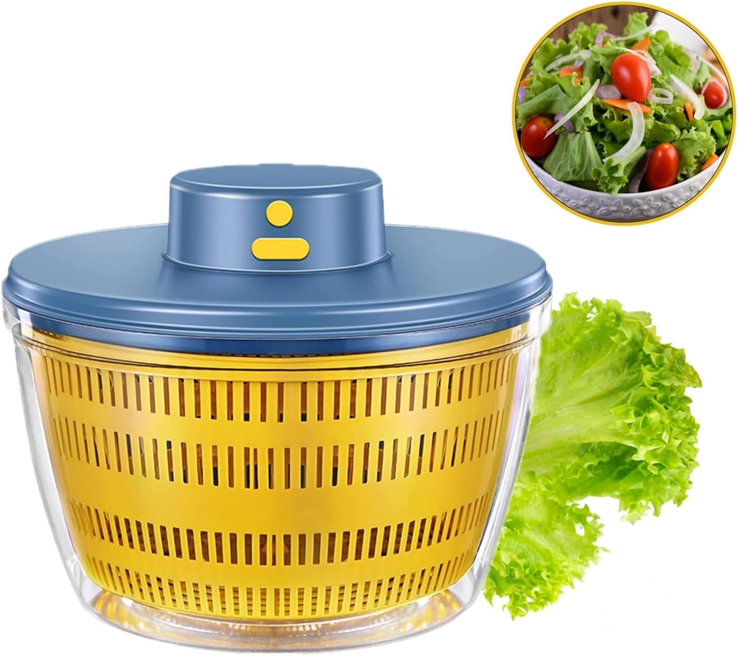 Ulable Essoreuse à Salade Automatique sans Fil USB 4000 ML Déshydrateur Automatique pour Fruits et légumes, saladier pour Servir, assèchement Rapide, ustensile de Cuisine dans Une Couleur Tendance Bleu
