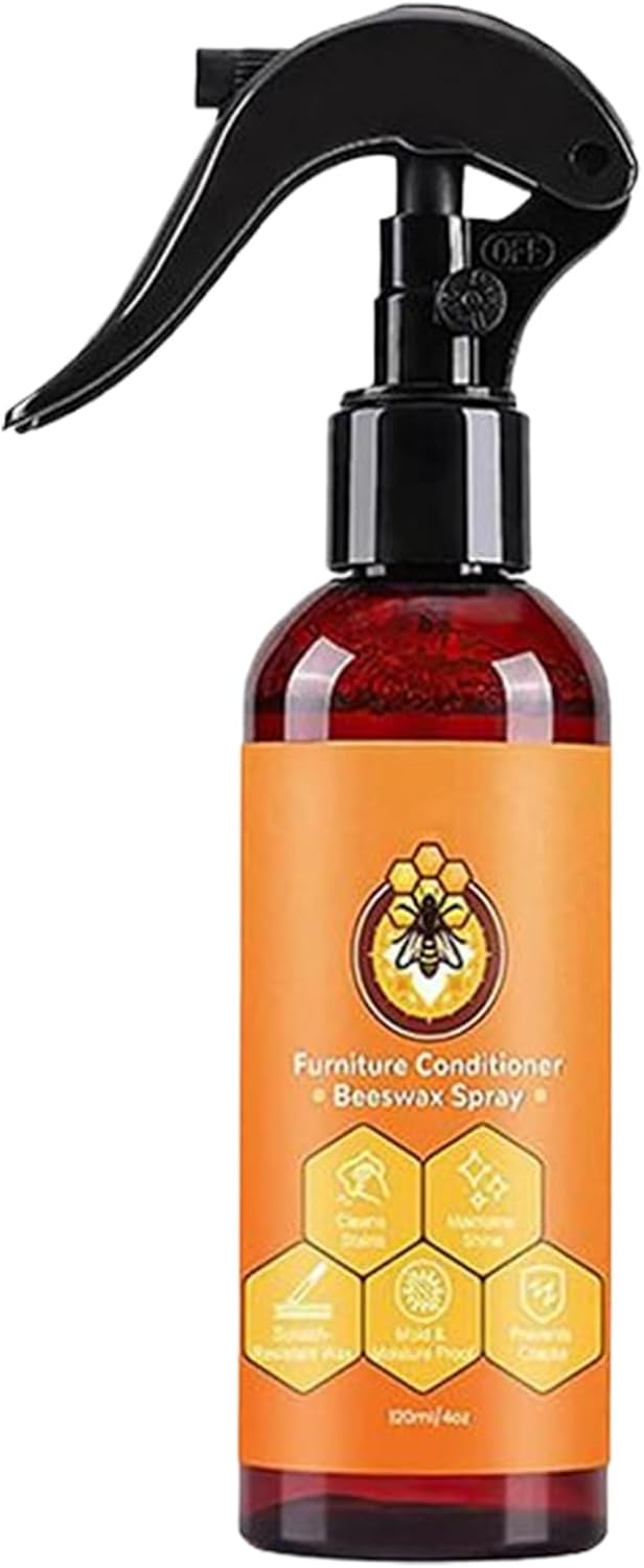 Spray Cire À L'Abeille Pour Meubles, Spray Nettoyant Cuir 120ml pour Éliminer les Saletés, Nettoyant Restaurateur Sans Odeur Longue Durée Pour Salon, Cuisine, Salle De Bain Et Entretien Du Cuir