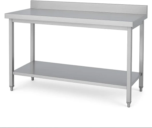 Arredo Chef Table en INOX avec dosseret pour Cuisine Professionnelle, Bar, hôtel, Restaurant, collectivité - (180 x 70 x h 95 cm)