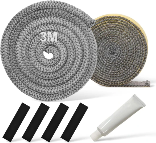 7 Pièces Joint Poele a Bois 10 mm*3m Joint Insert Cheminée Joint Cheminée Joint Poele a Granule 3mm*10mm*3m Joint de Cheminée Autocollant Joint Insert Cheminée 10mm Joint Poele a Bois 10mm 7pcs