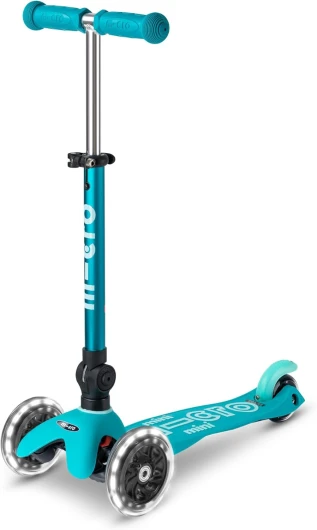 Mini Deluxe Pliable LED - Trottinette 3 Roues - Roues Avant LED - Guidon Ajustable - 2 à 5 Ans Taille unique Aqua