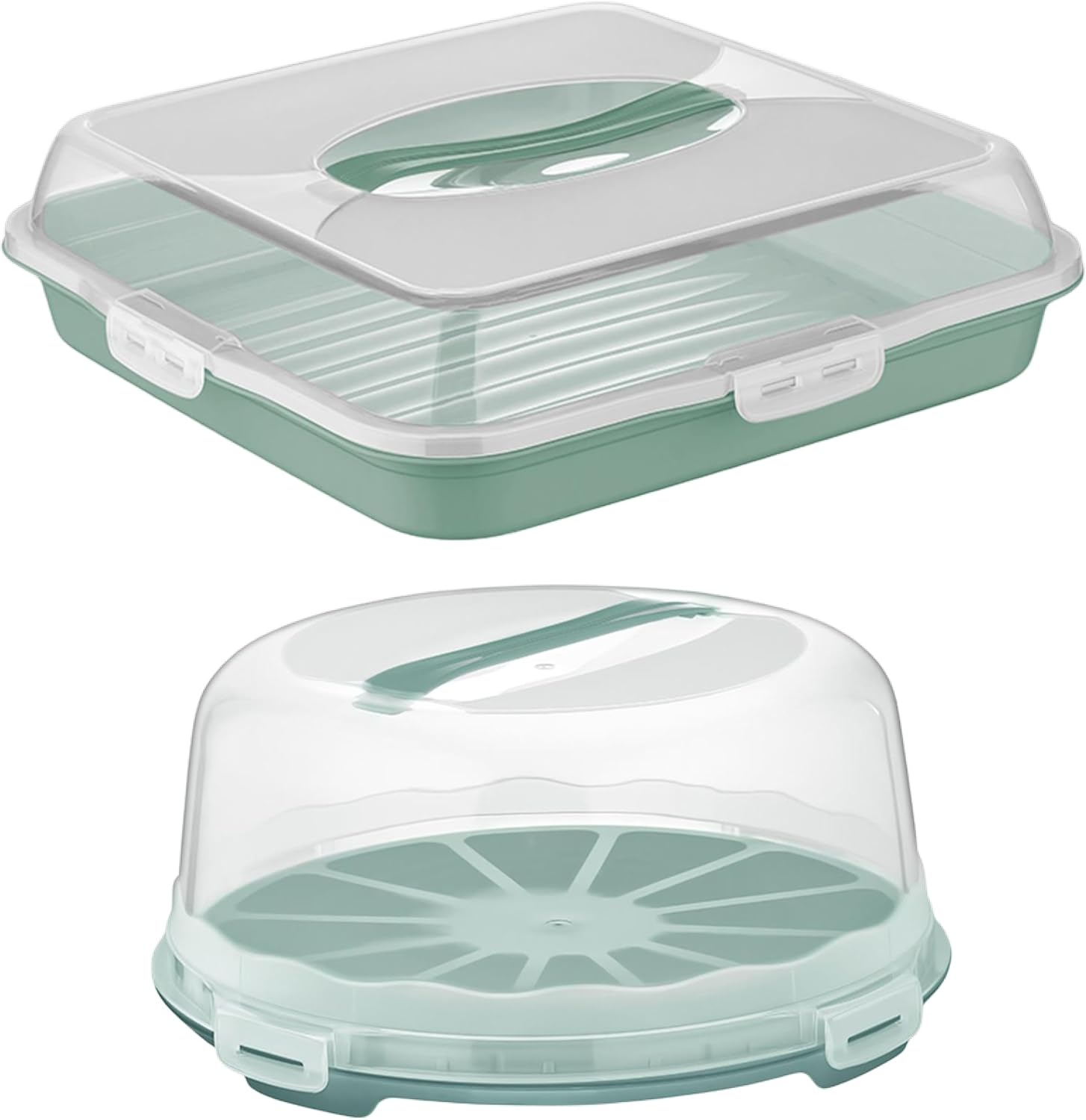 Set de Transport pour Gâteaux et Pâtisseries - Boite à gateau Rond et Rectangulaire, boite gateau, boite a gateau, boite transport gateau, boite a gateau transportable, range gateau (Vert)