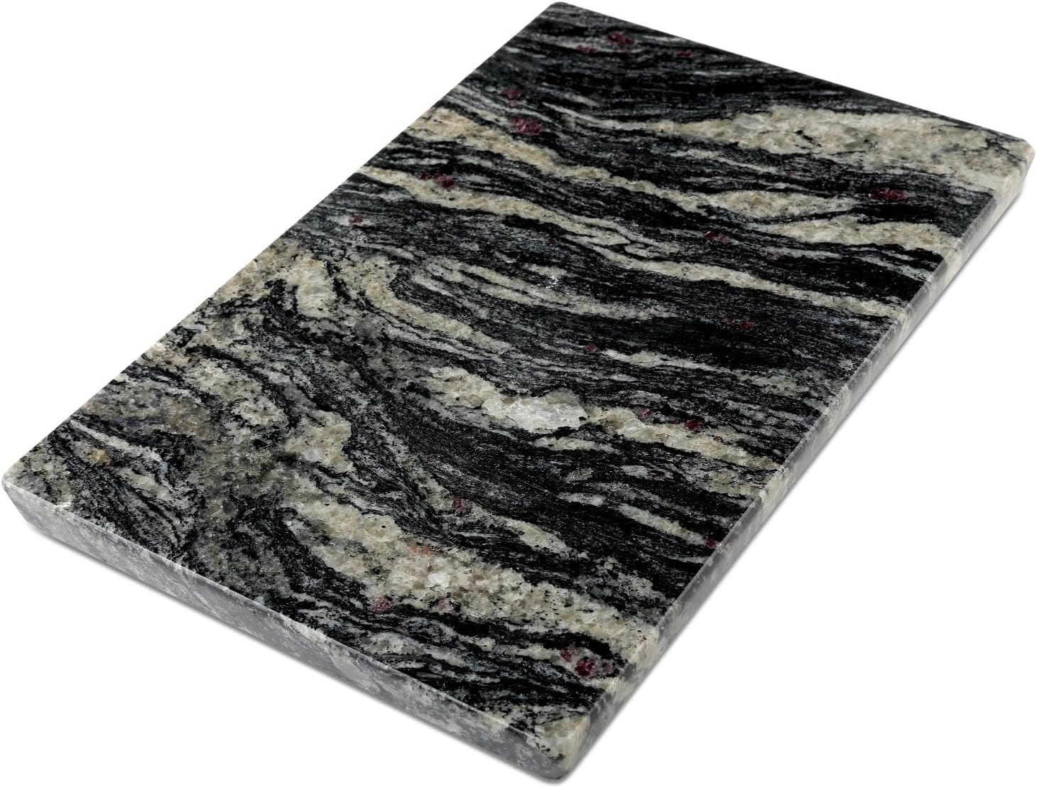 Cahzfie Planche à Découper de Luxe en Granit Naturel d'Brésil - Planche de Cuisine pour Viande, Jambon, Pain, Fromage - Naturelle, Durable, Décorative et Résistante à la Chaleur (Blue Fantasy)