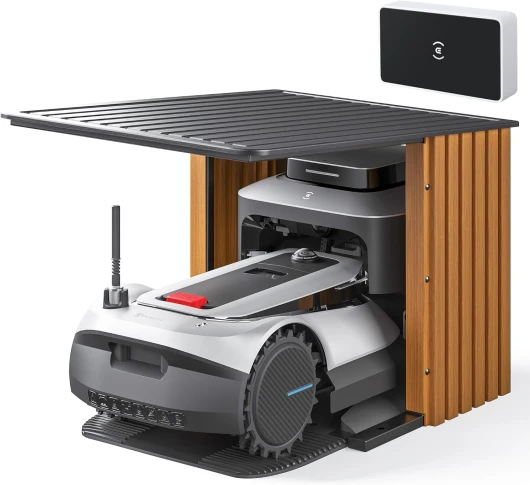 GOAT G1-2000 Tondeuse robotisée avec garage robuste et module de connexion automatique, délimitation sans fil pour les jardins jusqu'à 2000㎡, Évitement d'obstacles AIVI 3D, gestion de 16 zones