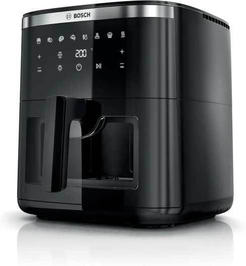 Friteuse sans huile Série 6, MAF671B0, Air Fryer XXL, capacité de 7,2 L, 7 programmes prédéfinis, vitre de cuisson éclairée, cuisson jusqu'à 65% plus rapide, noir