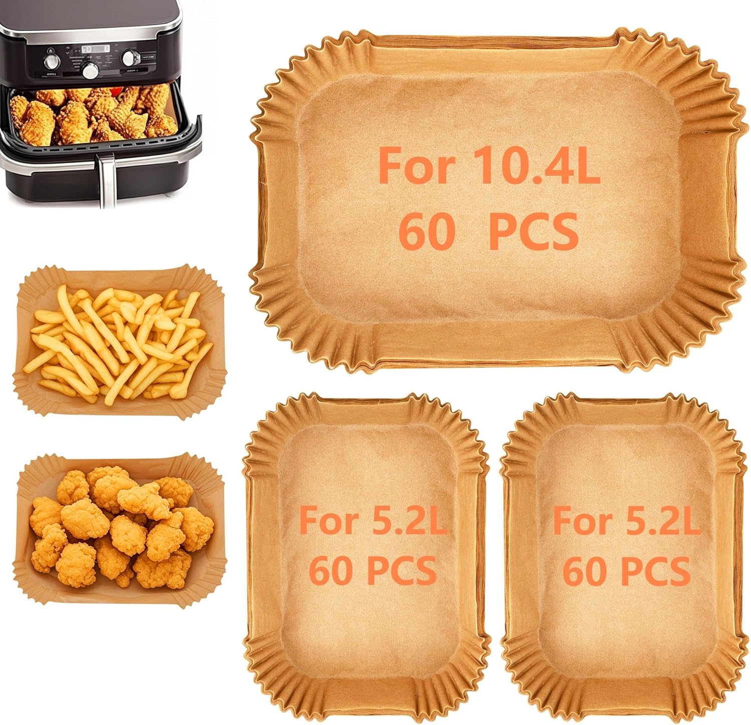 180PCS Papier cuisson air fryer pour friteuse à air pour Ninja Foodi Flex 10.4 L AF500EU,Résistant à la chaleur, à l'huile, Papier air fryer adapté aux friteuses à air de 10.4 L et 10 L