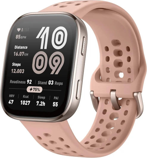 Bip 6 Smartwatch 46mm, Batterie 14 Jours, AMOLED 1,97", GPS avec Cartes, IA, Appels Bluetooth, Suivi Santé et Sommeil, 140+ Modes Sportifs, Étanchéité 5ATM,Blush
